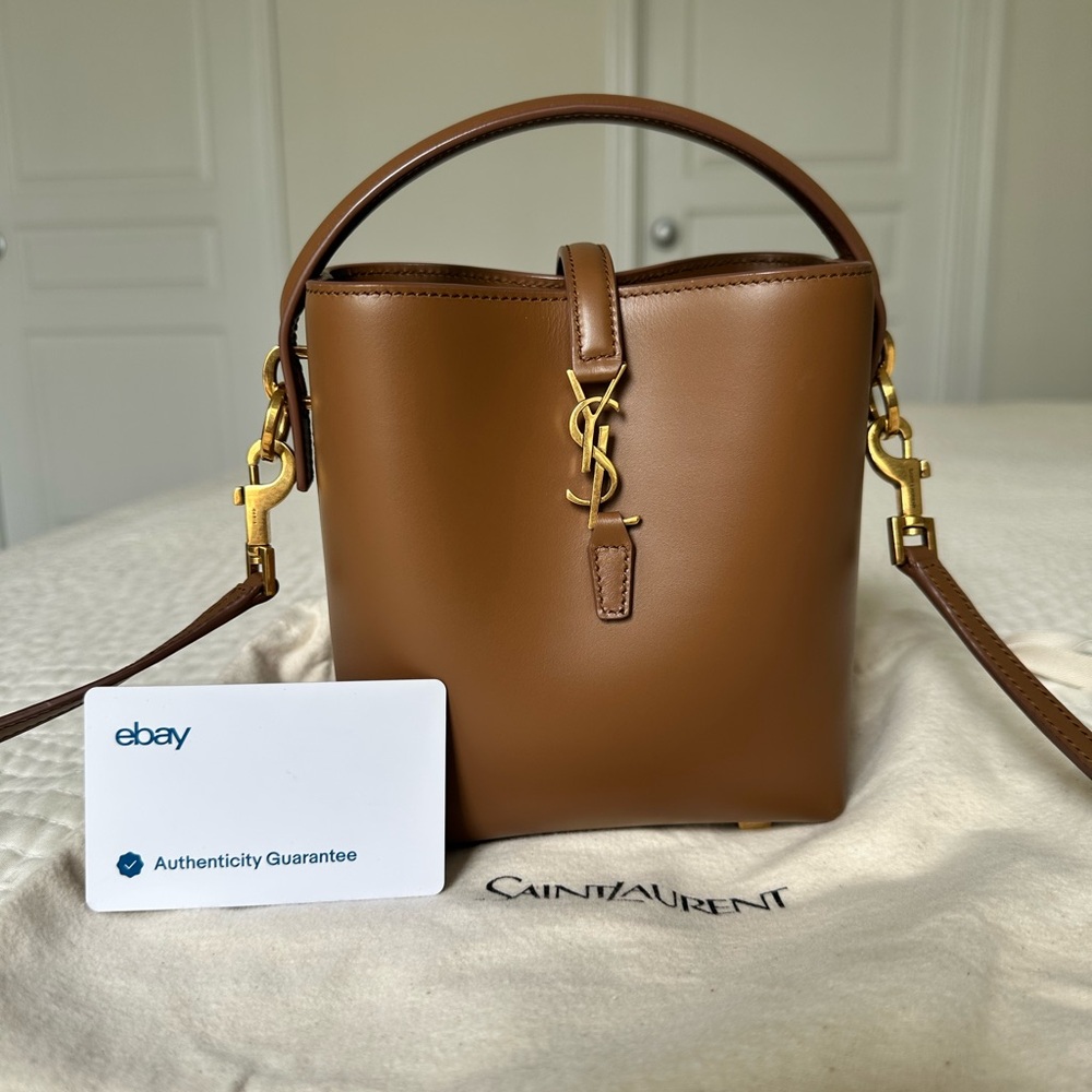 Saint Laurent Le 37 Mini Brown Leather Bucket Bag